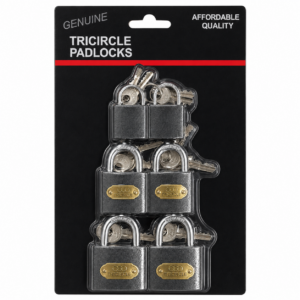 Tri-Circle 32mm Iron Long Shackle Padlocks - Pack of 6