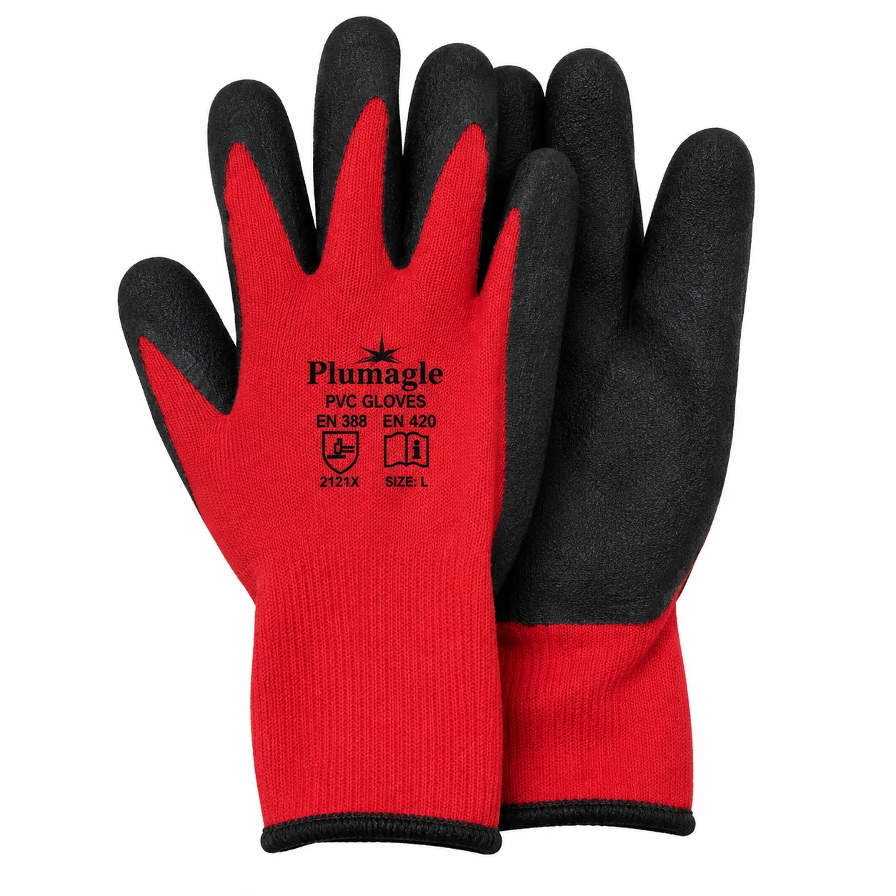 Glove Pvc Knit Wrist Red